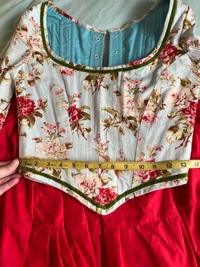 Medieval Renaissance 16th Century inspired Blue Floral Corset Skirt Dress